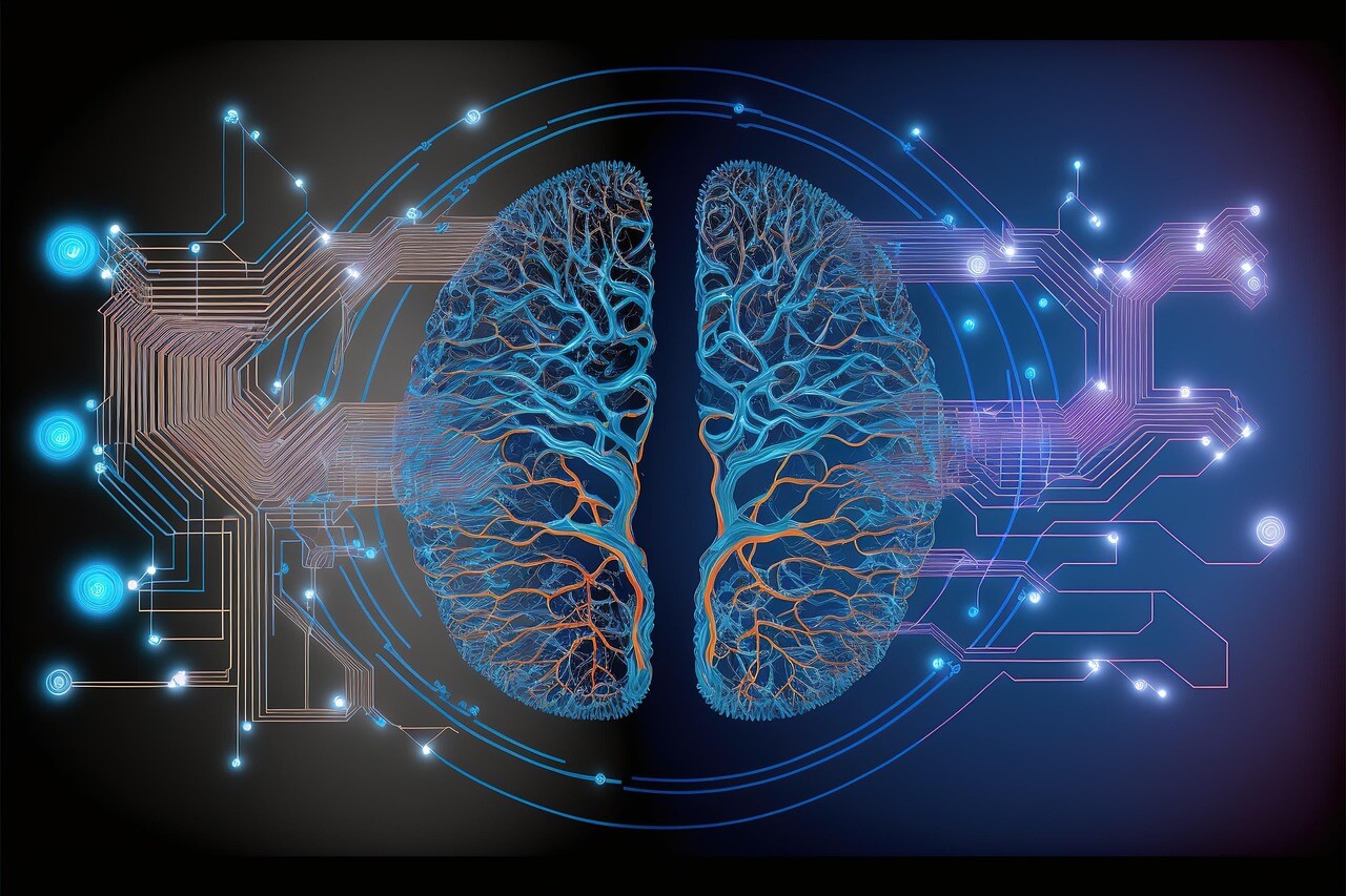 AI 기술이 직업과 미래의 일자리 구조를 변화시키는 모습을 표현한 이미지